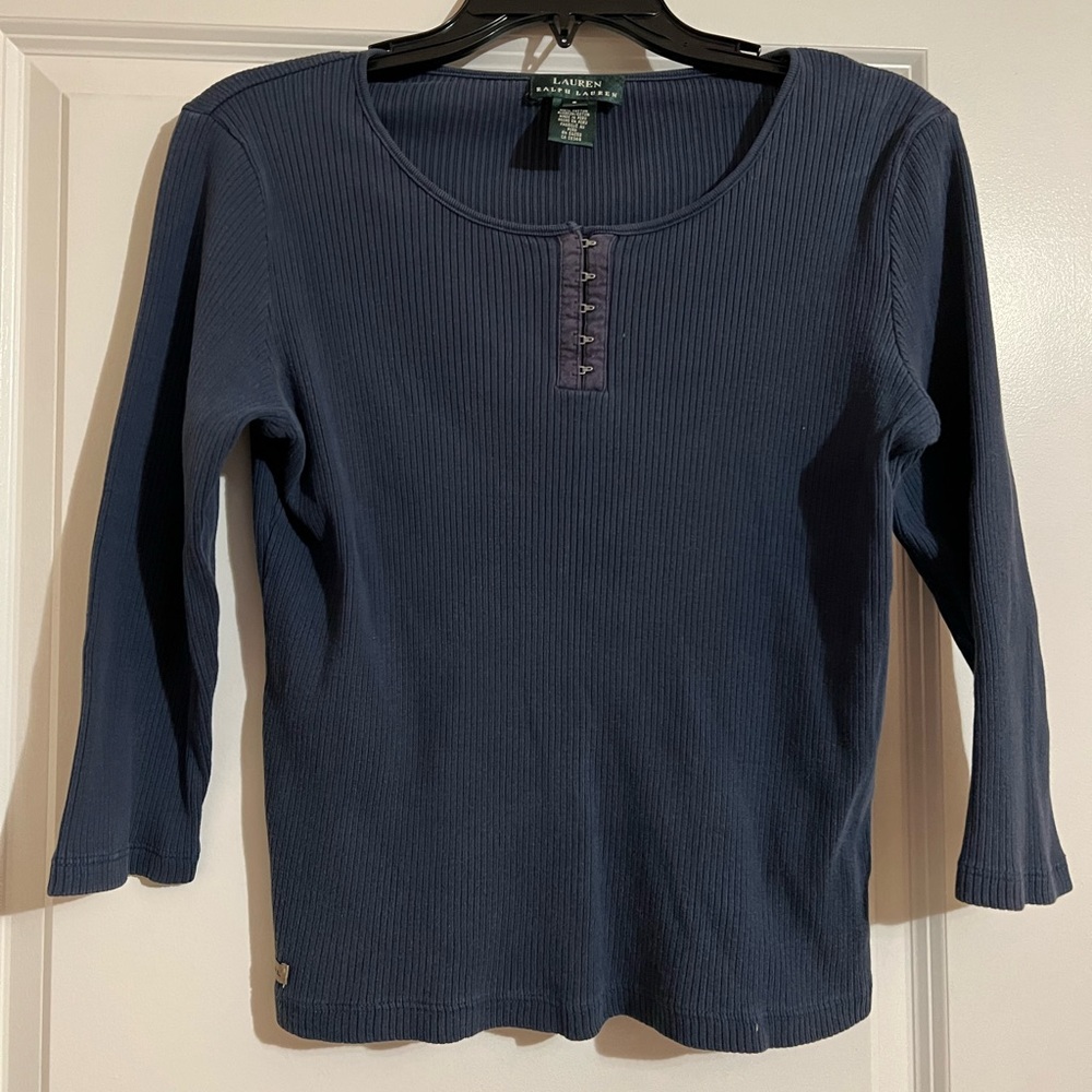 Lauren Ralph Lauren 3/4 Sleeve Ribbed Top (S)